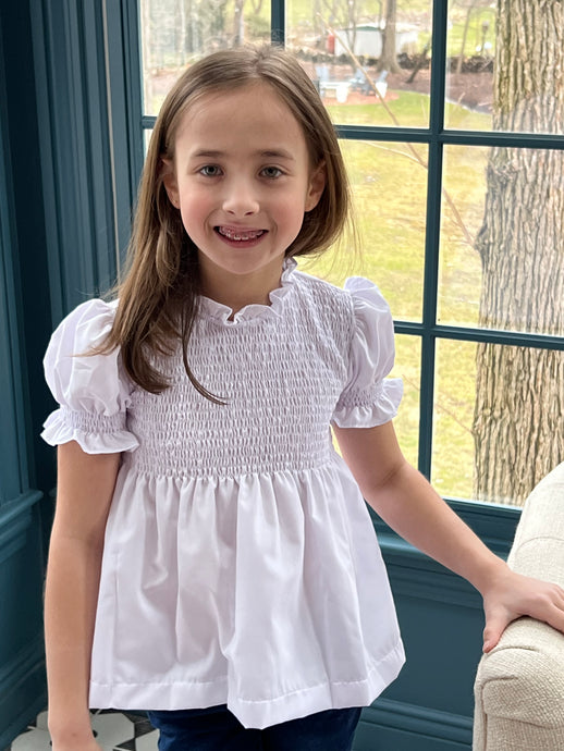 Smocked Top, White