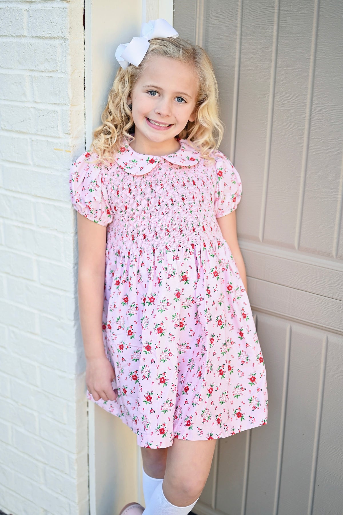 Everly Smocked Dress, Christmas Floral