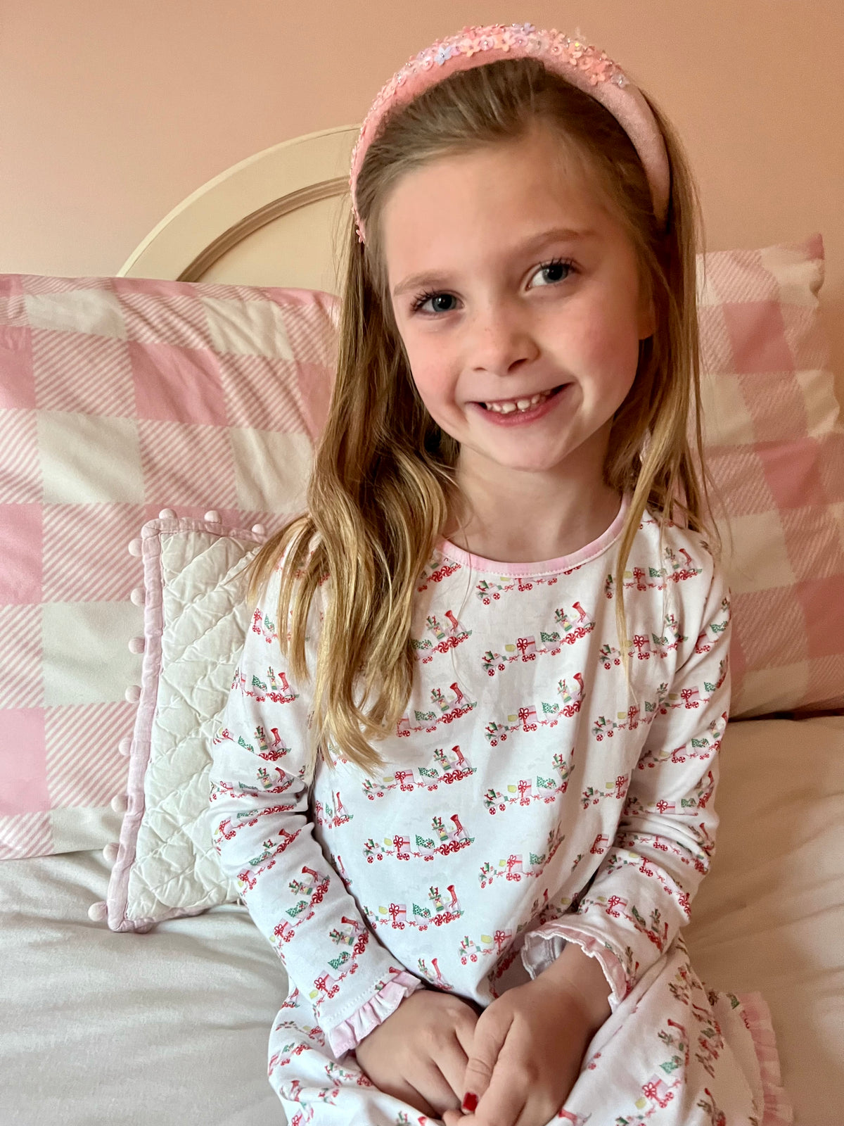 Girls lounge dress, Christmas Train