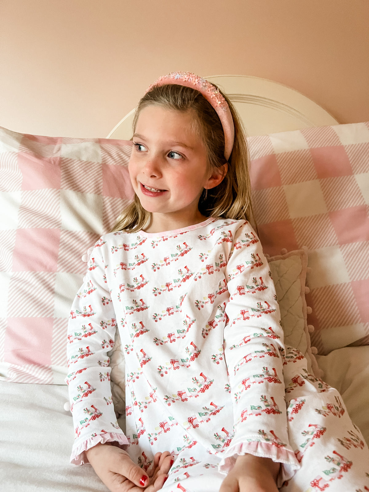 Girls lounge dress, Christmas Train