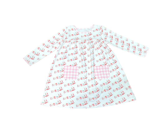 james and lottie christmas dress James & Lottie Girls Red Cord Cece Christmas Dress with Holly Accents