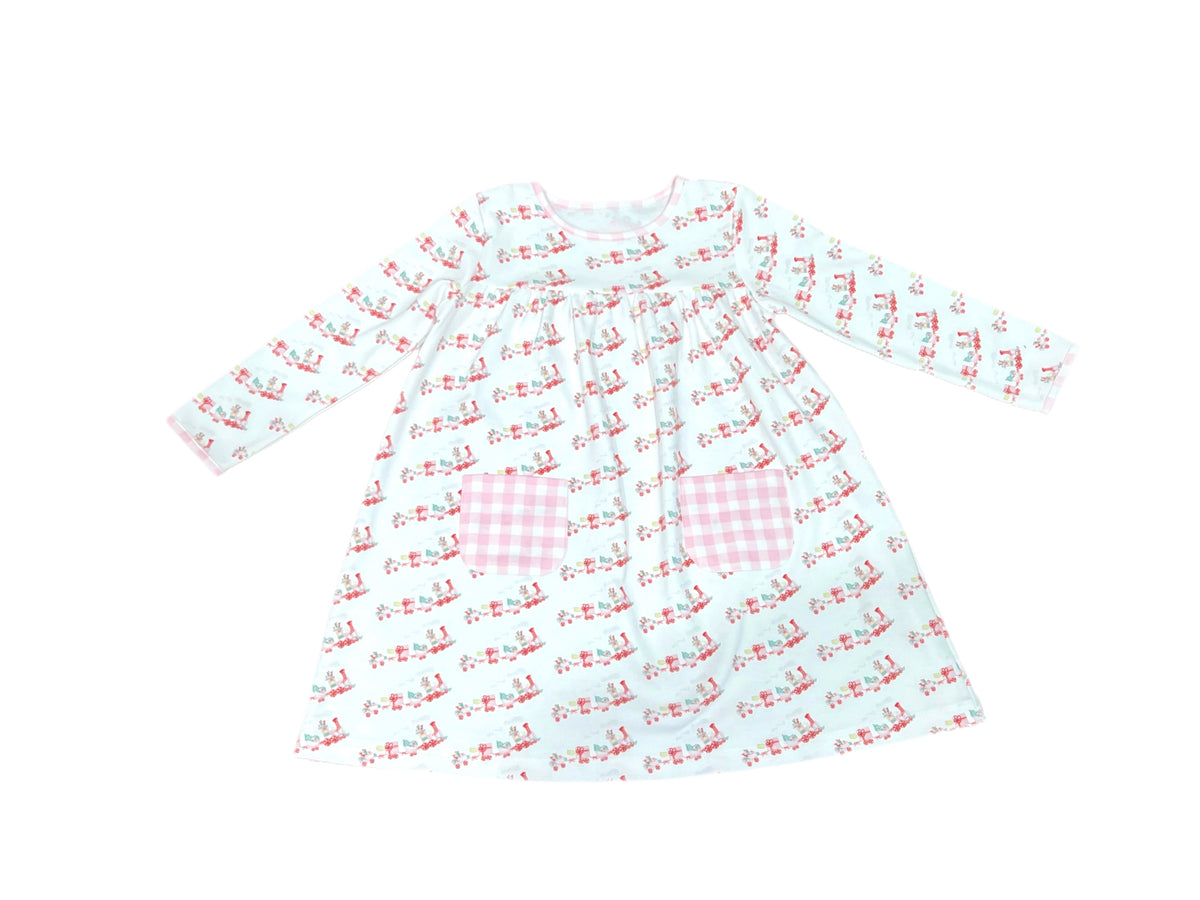 Lennon Pocket Dress, Christmas Train