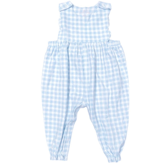 Basics Knit Savannah Scalloped Longall, Blue Gingham