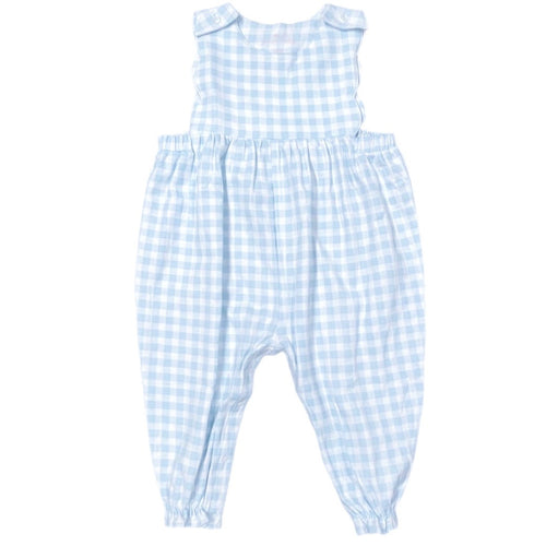 Basics Knit Savannah Scalloped Longall, Blue Gingham