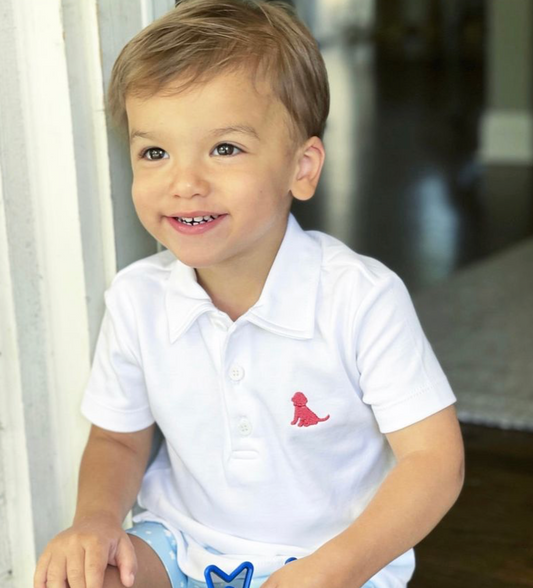 White Polo Red Puppy , Strawberry Stripe, product