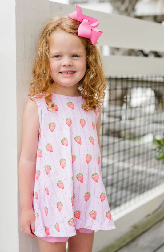 Lottie Banded Short Set, Strawberry Stripe, product