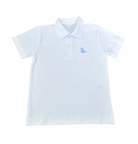 White Polo Blue Puppy, Blue Floral Scallop ONLINE