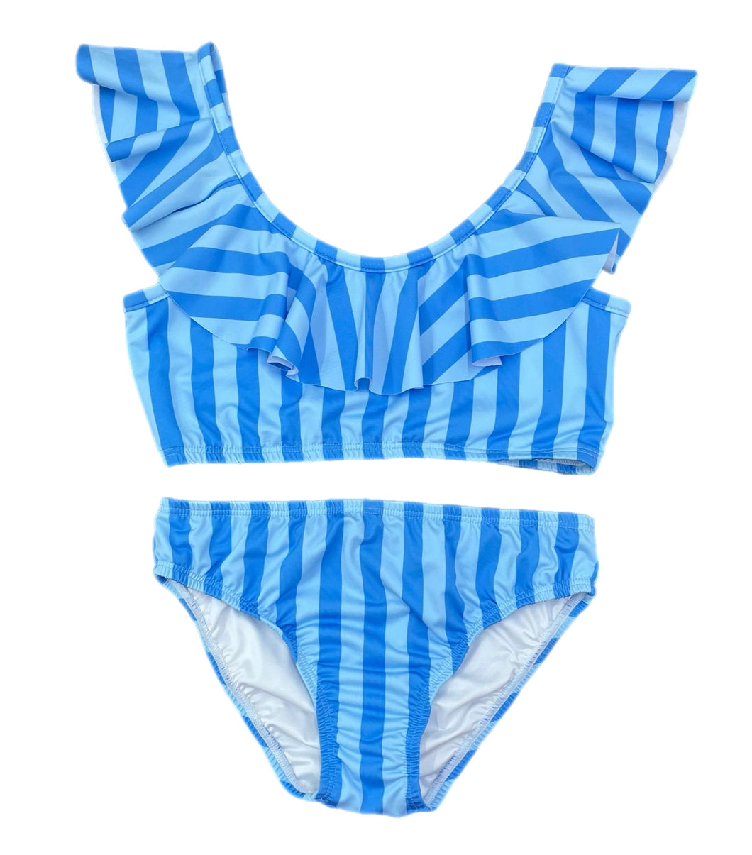 Two Piece Swim, Blue on Blue Stripe BE (Ready to Ship)