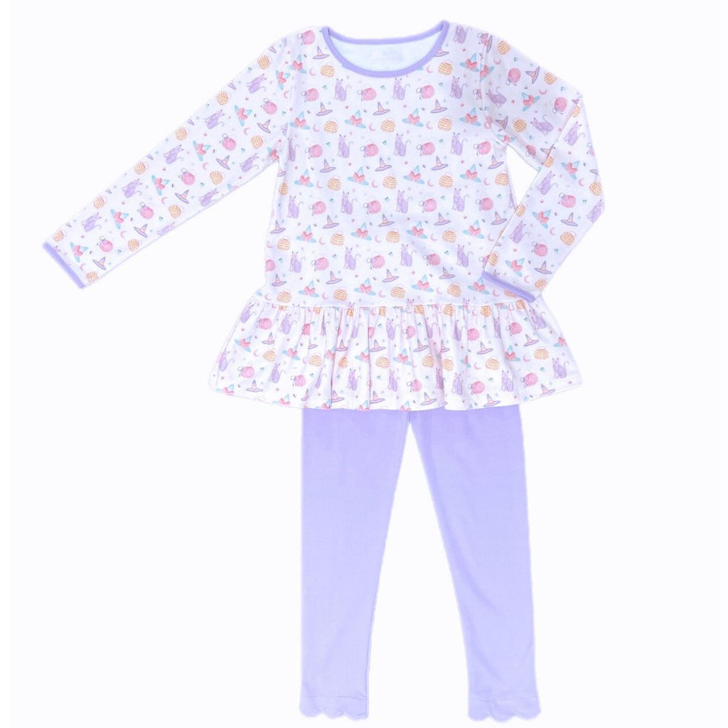 James & Lottie Girls Peggie Peplum Knit Top - Light Blue Stripes main image 1