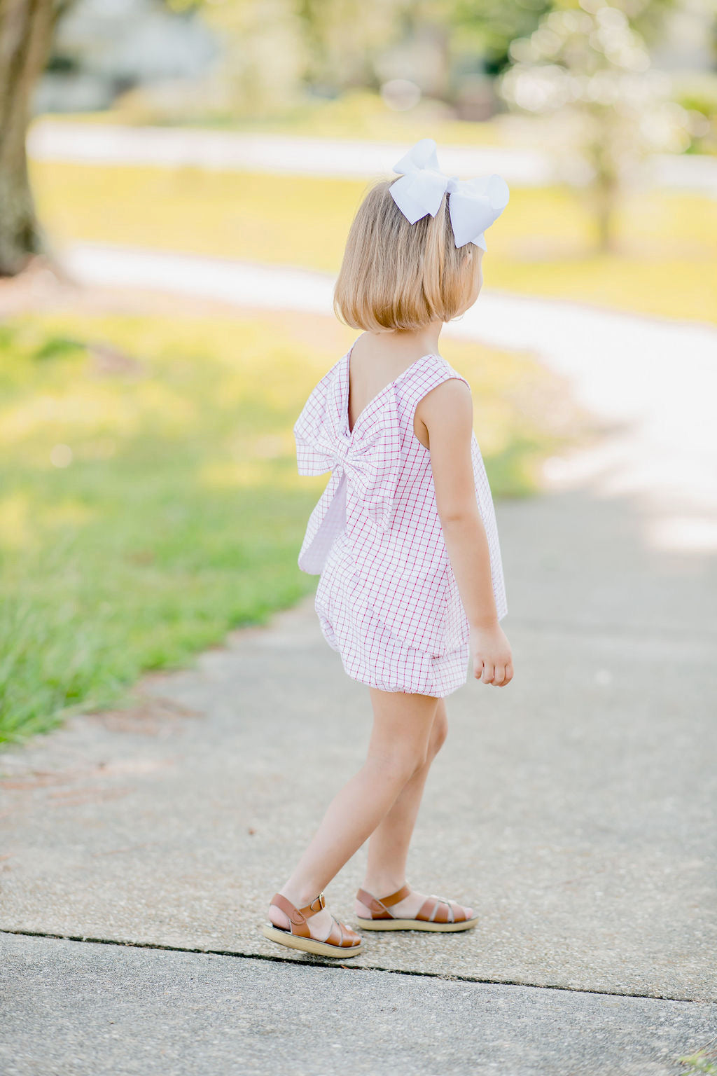 Lottie Bloomer/Banded Short Set, Red Check Seersucker