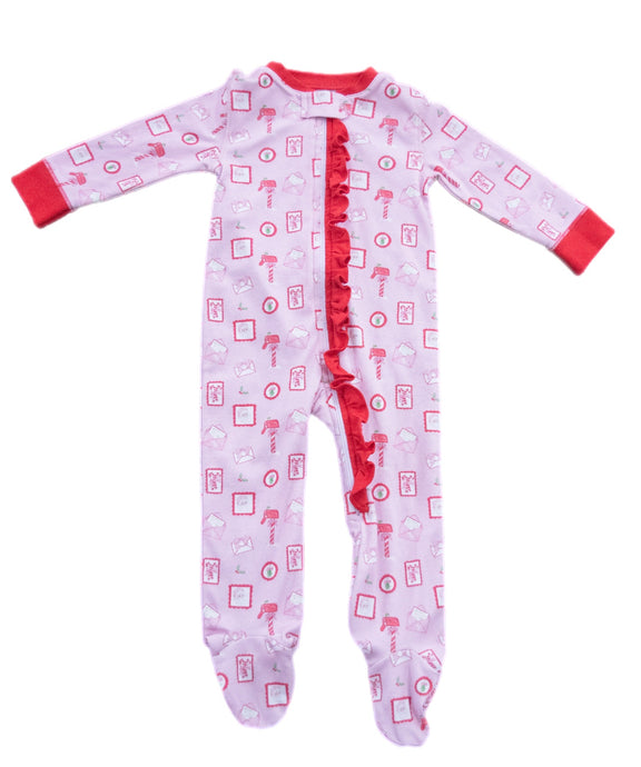 Girls One Piece Zip Up Jammies, Letters to Santa Knit