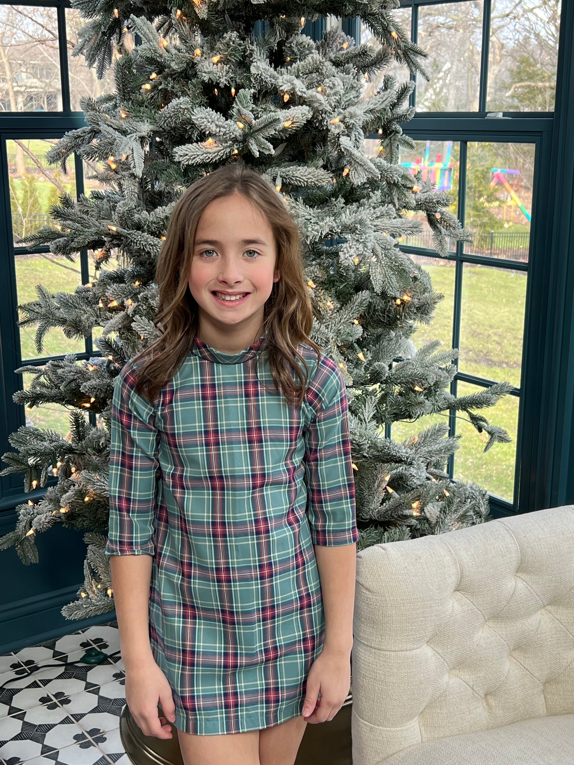 Green Christmas Plaid Dress BE (Ready to Ship) James and Lottie INC Green Christmas Plaid Dress BE (Ready to Ship) James and Lottie INC