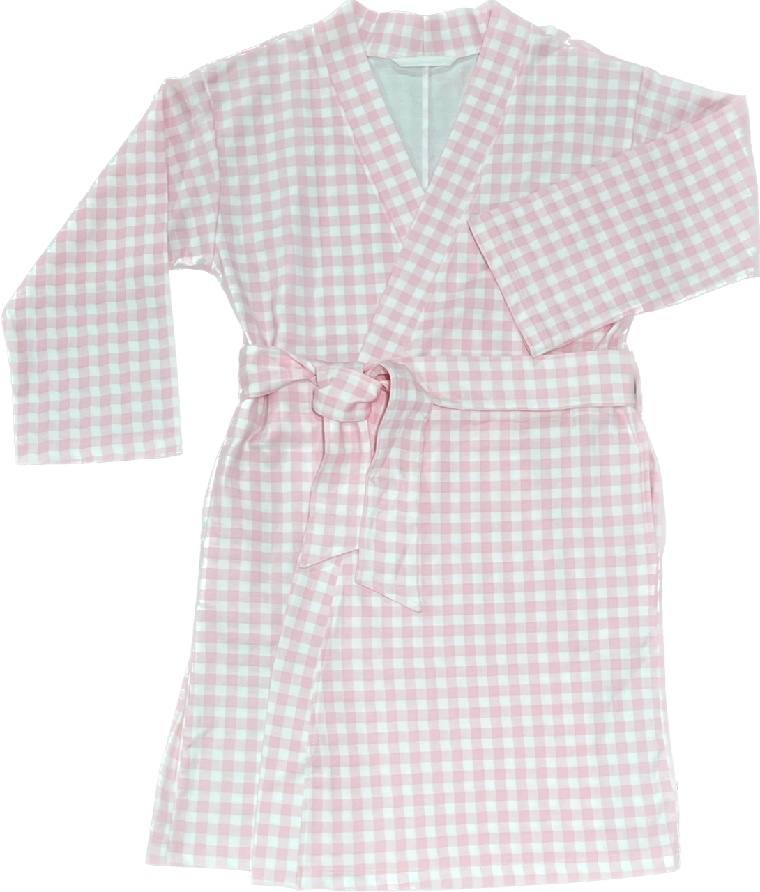Pima Knit Robe, Pink Gingham