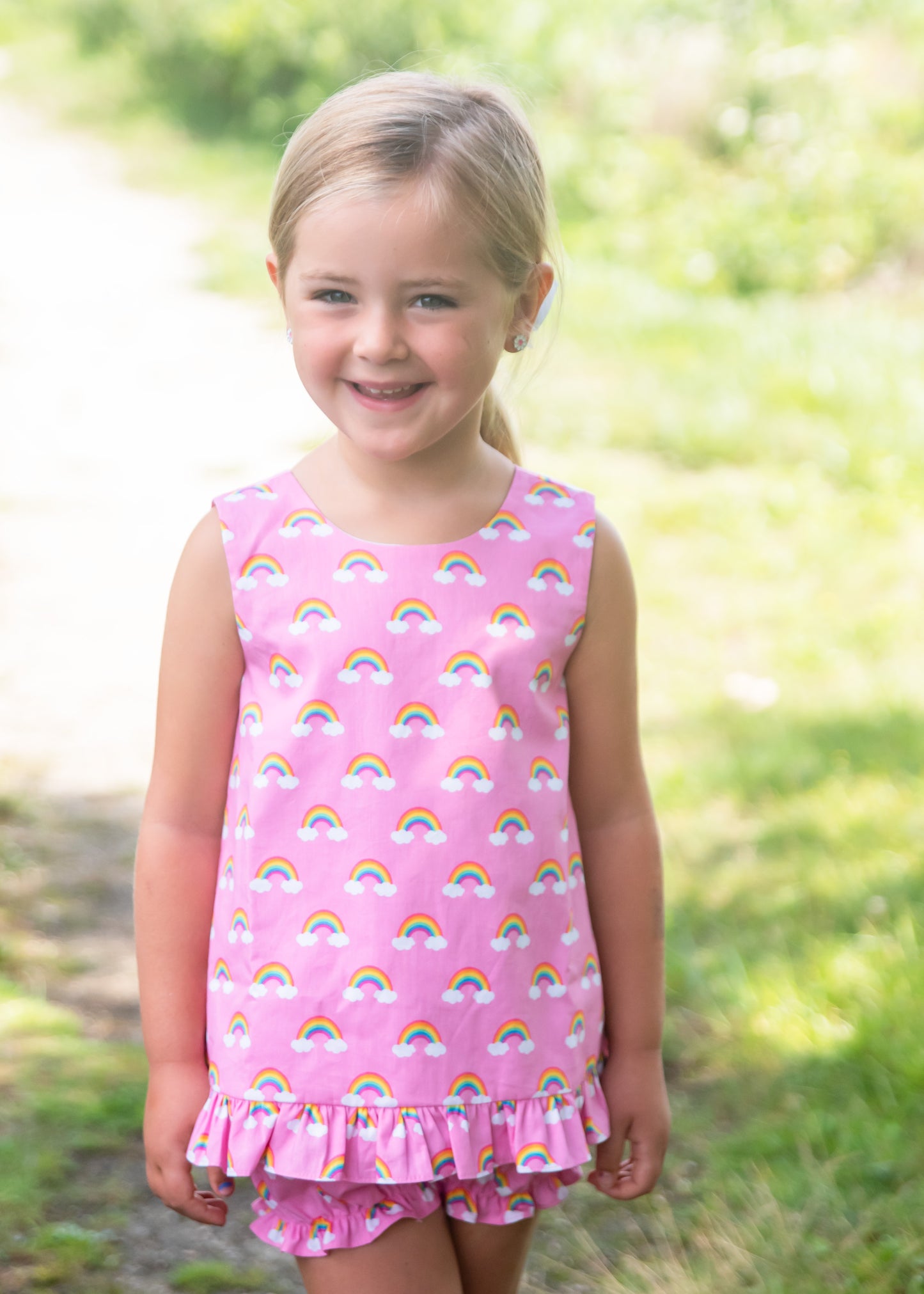 Mae Bloomer/Banded Short Set, Pink Rainbow