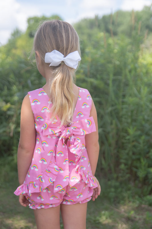 Mae Bloomer/Banded Short Set, Pink Rainbow