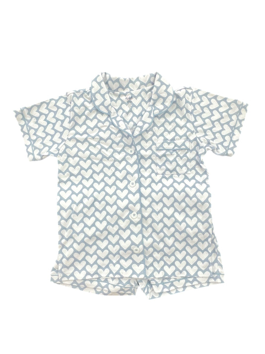 Short Sleeve/Shorts Lounge Set, Blue Hearts (Ready to Ship)
