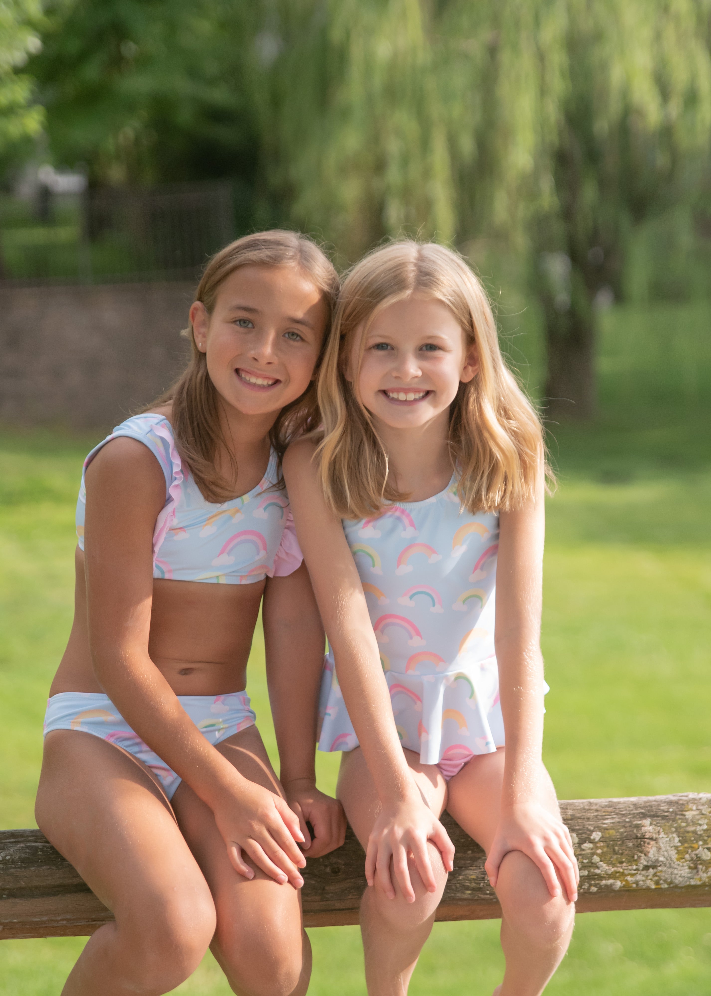Collette Peplum Swim, Blue Rainbow – James and Lottie INC