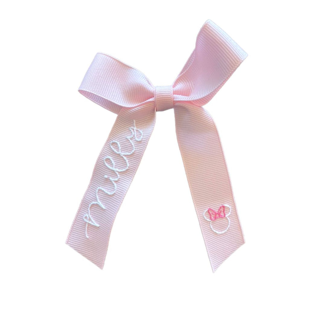 Pink Mouse Long Bow, Name- Dreamers Collection