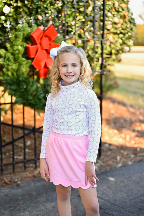 Sophie Scalloped Skirt, Pink Wreath Knit