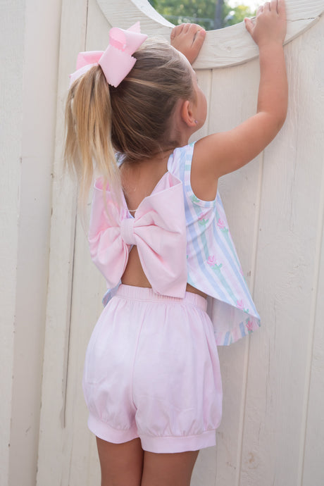 Lottie Knit Bloomer/Banded Short Set, Floral Pastel Stripe