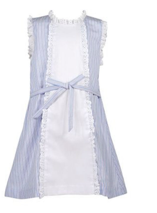 Louise Dress, Pink and Blue Stripe