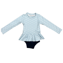 Poppy Peplum Rash Guard Set, Wave Print