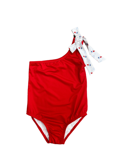 Brynn Red One Shoulder Swim