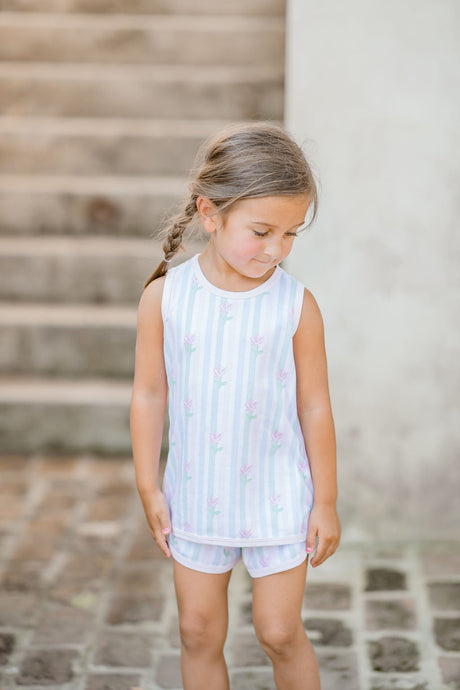 Tank/Lounge Set, Floral Pastel Stripe