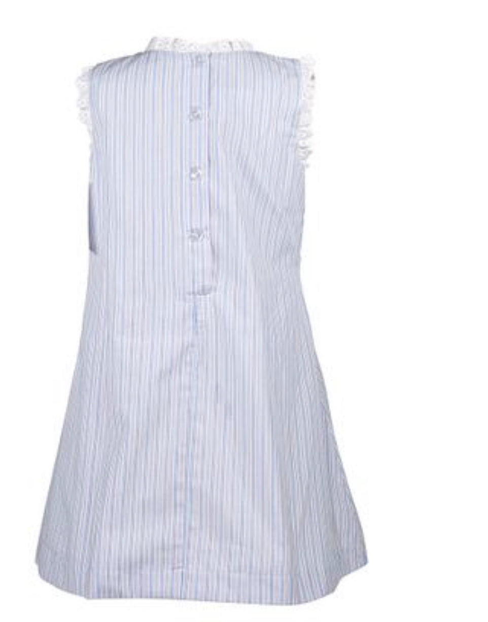 Louise Dress, Pink and Blue Stripe