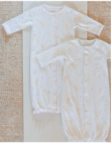Girls Pima Knit Gown, Ducks and Bows