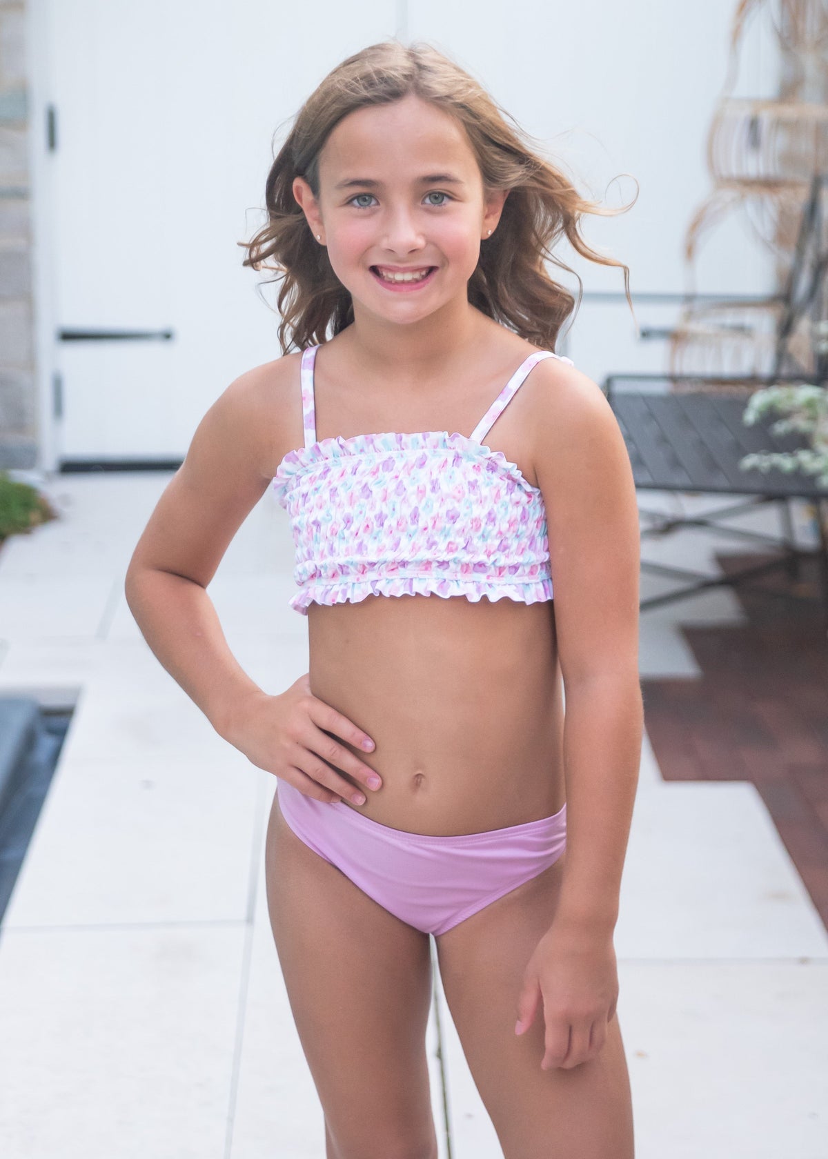 Two Piece Smocked Swim BE, Vintage Daisy