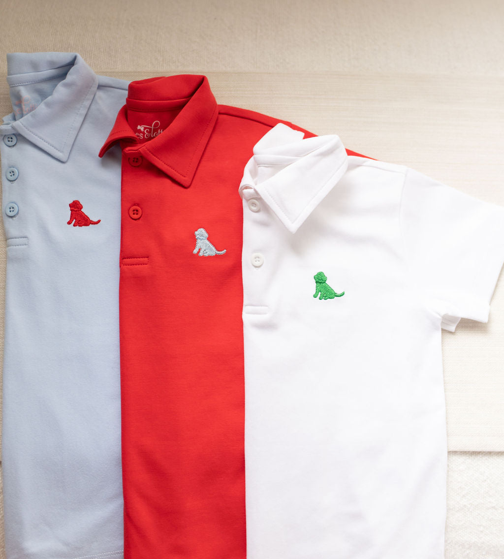 Red Polo with Light Blue Puppy Basics
