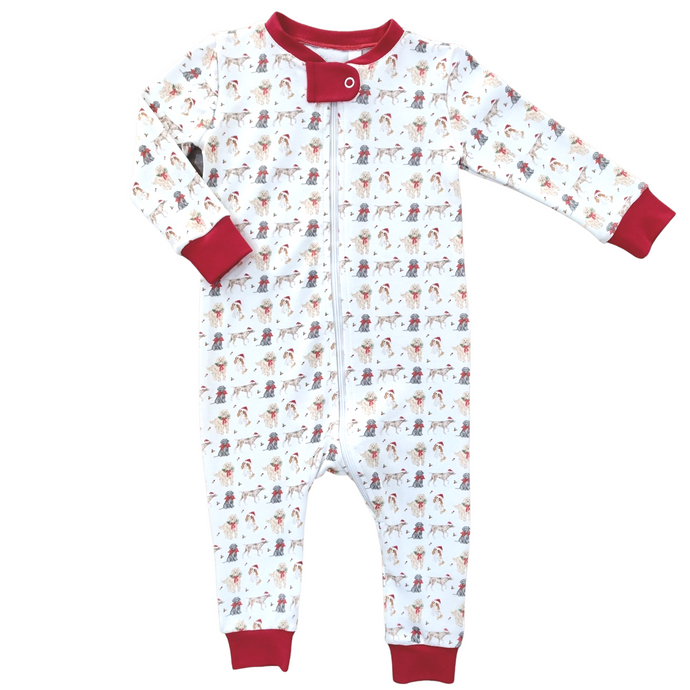Boys One Piece Zip Up Jammies, Christmas Puppy