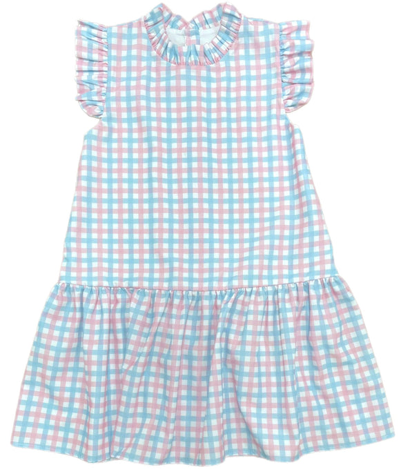 Sydney Dropwaist Dress, Pink and Blue Check