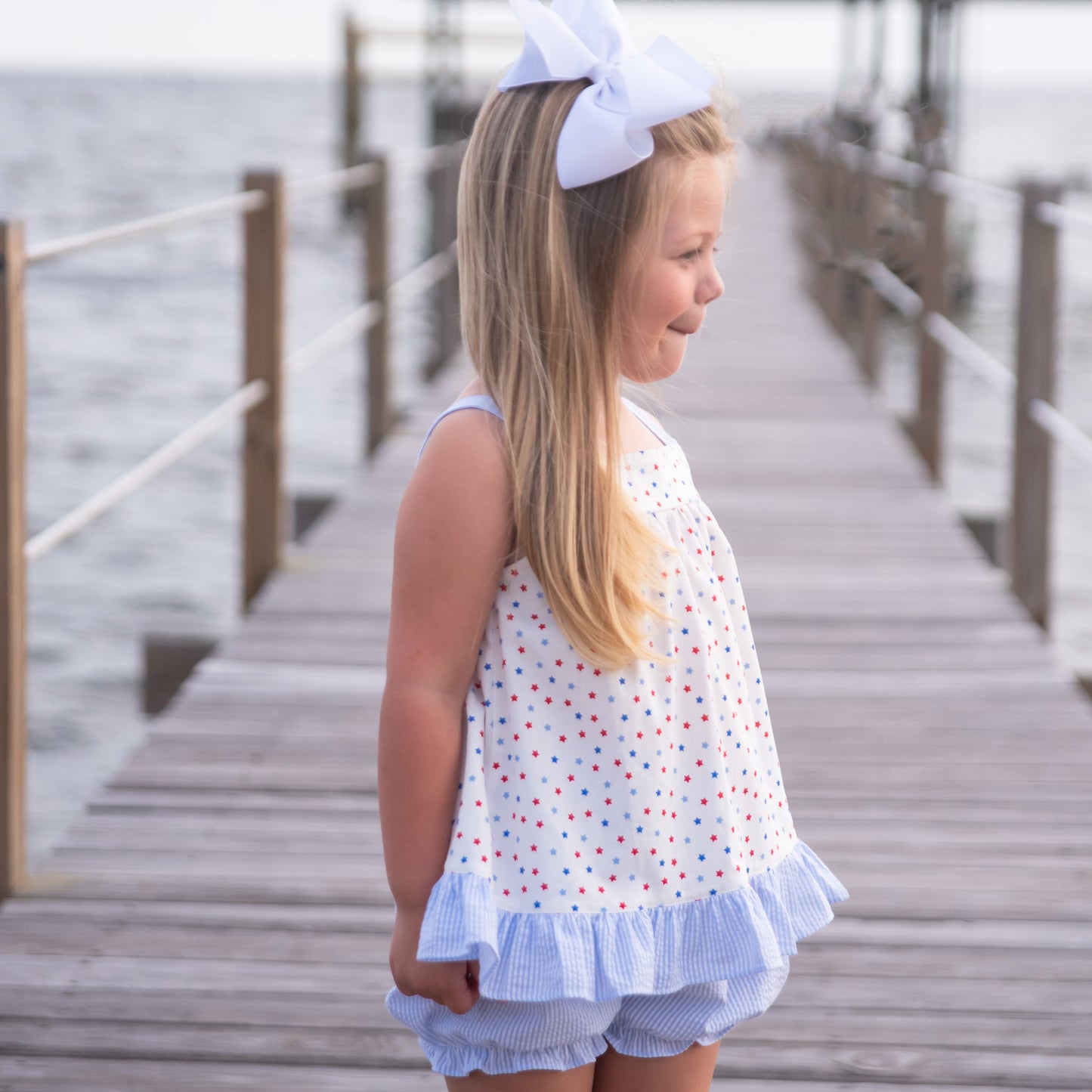 Maggie Bloomer/Scallop Short Set, Patriotic Stars