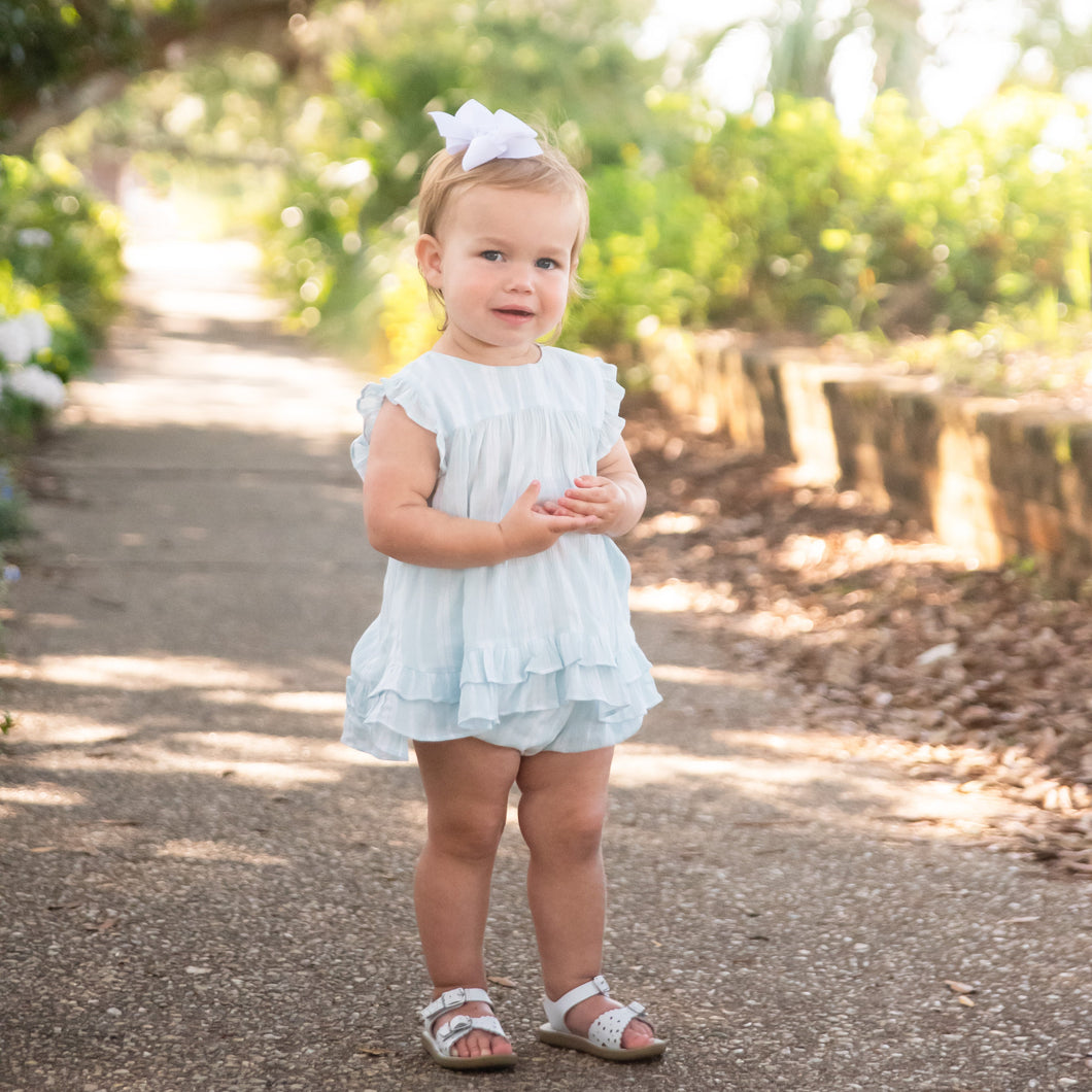 Madison Bloomer/Banded Short Set, Aqua Stripe