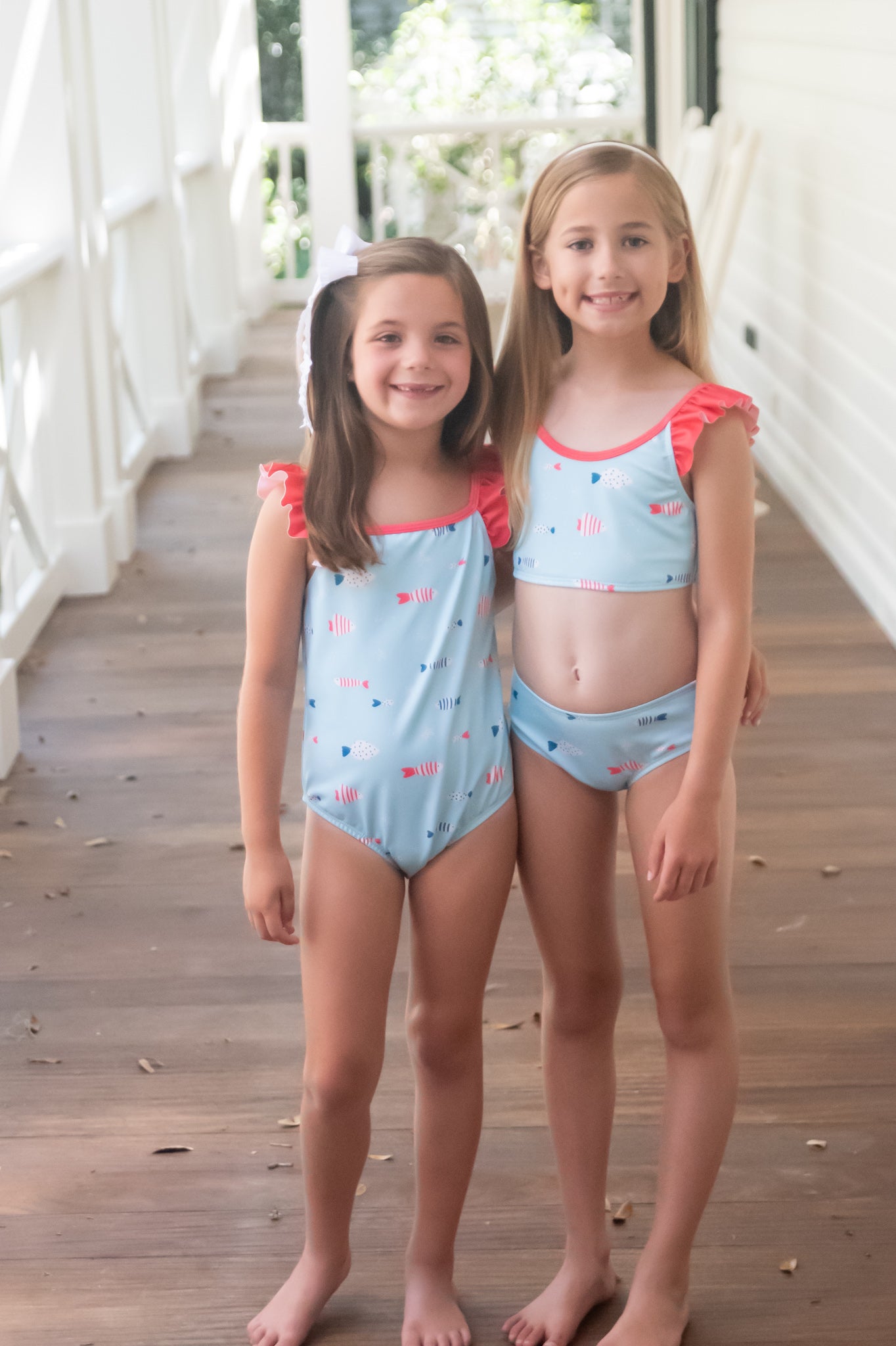 Emerson Two-Piece Swimsuit, Fish Print