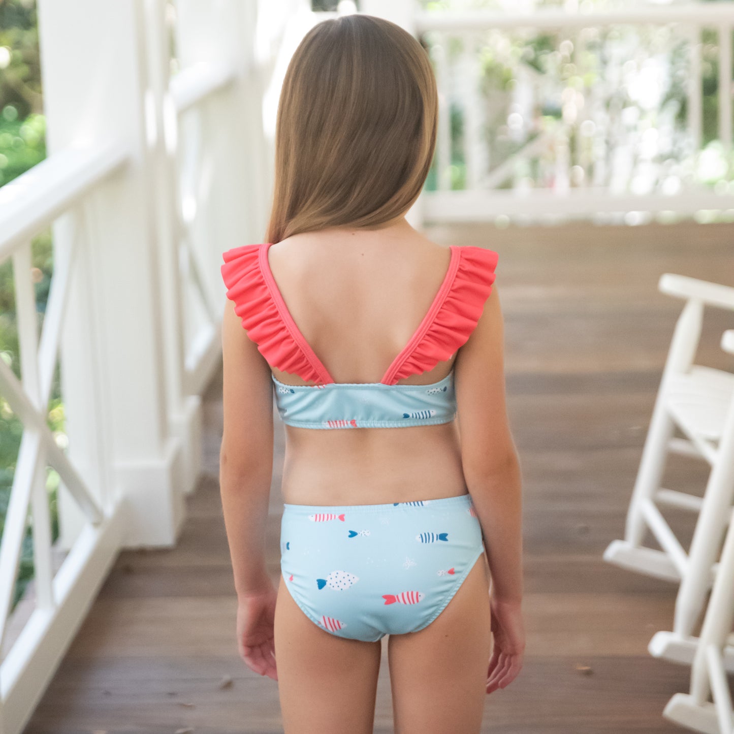 Emerson Two-Piece Swimsuit, Fish Print