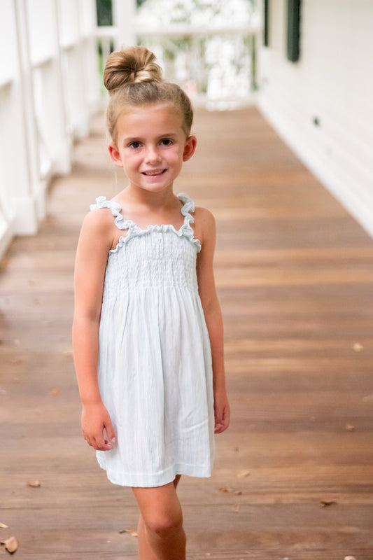 Mary Dress, Aqua Stripe
