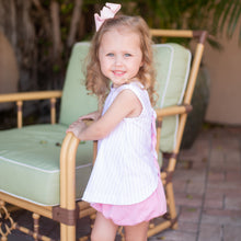 Kinley Knot Knit Ruffle Short Set, Pink Stripe