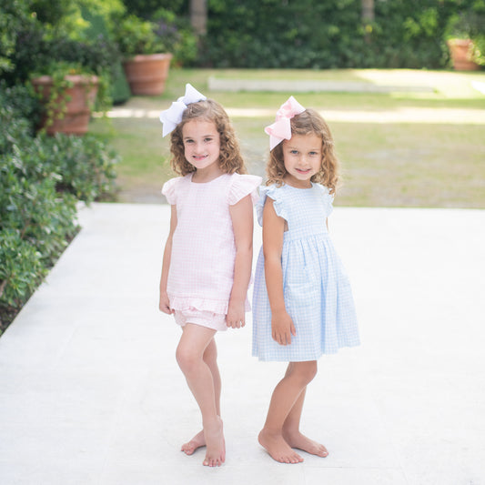 Mae Bloomer/Banded Short Set, Pink Check