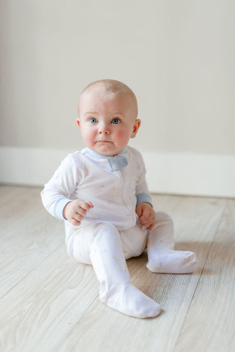 Boys One Piece Zip Up Jammies, Ducks and Bows