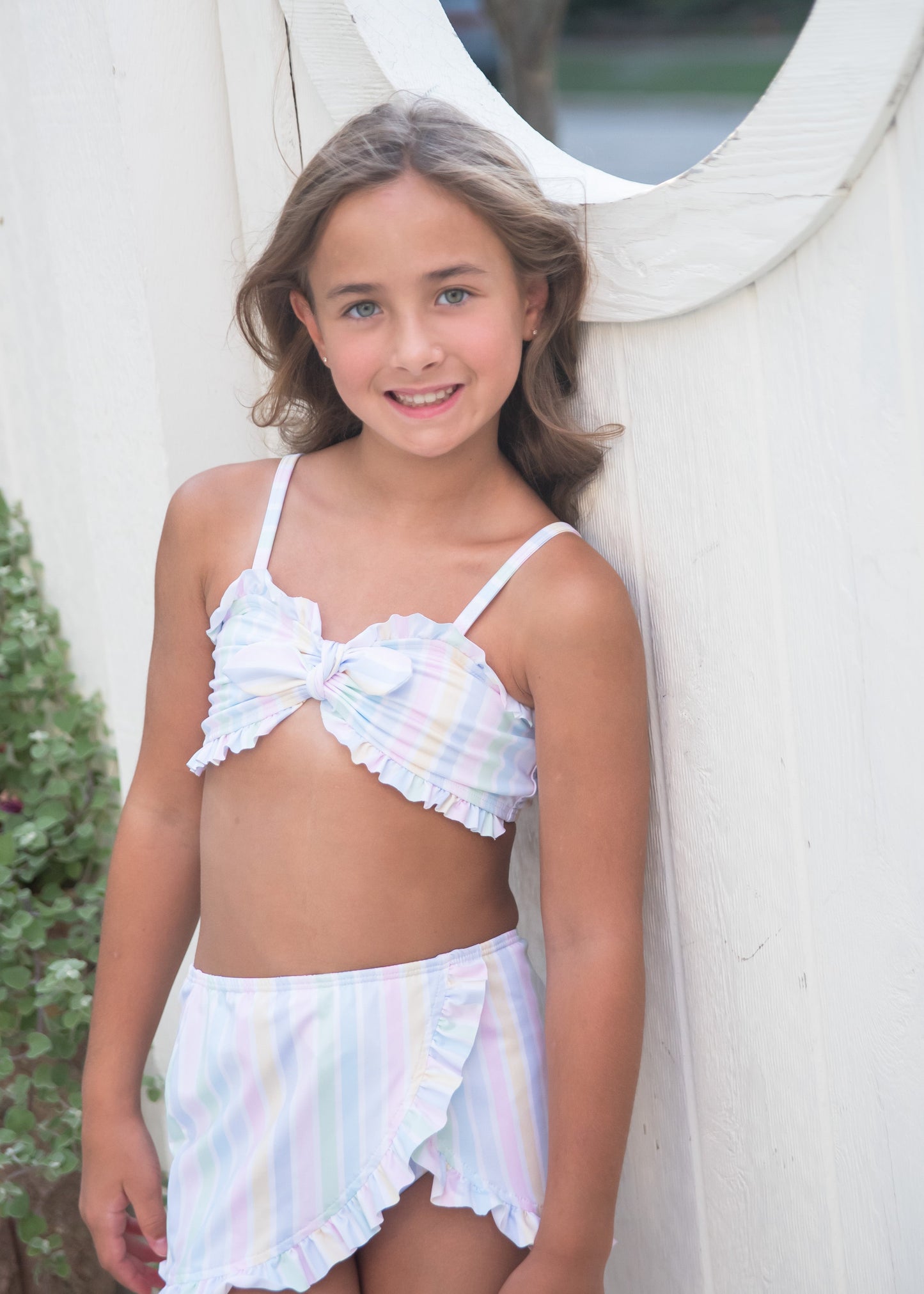 Ruffled Skirt Cover Up, Pastel Stripe BE