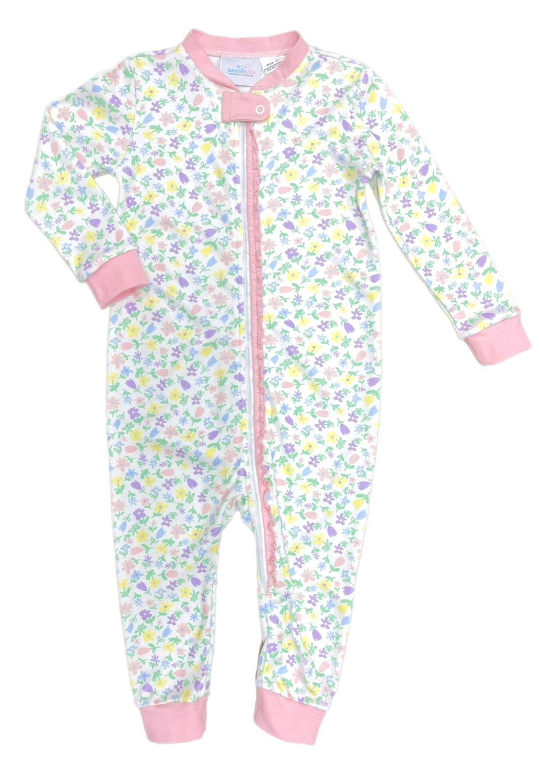 Girls One Piece Zip Up Jammies, Full Bloom
