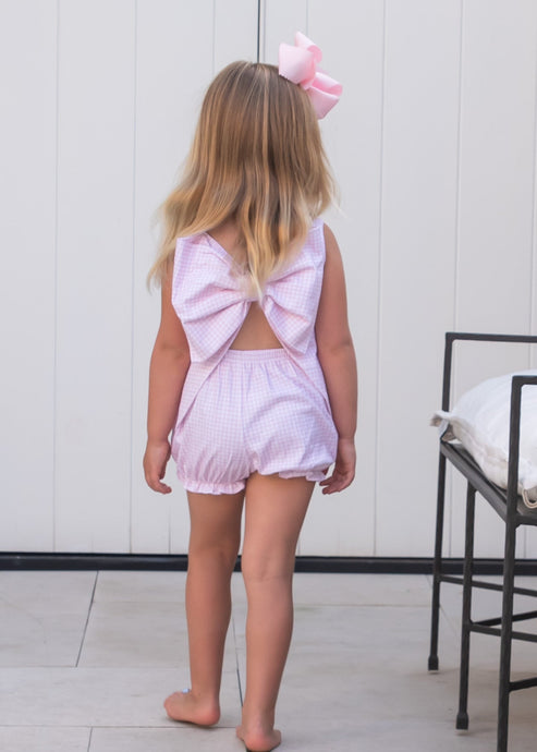 Lottie Knit Bloomer/Banded Short Set, Pink Gingham