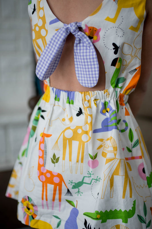 Kristin Knot Dress, Zoo- Dreamers Collection (Ready to Ship)