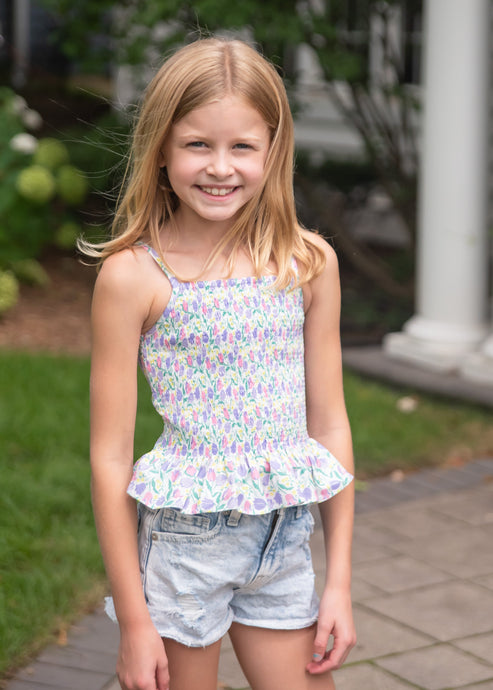 Smocked Strap Top BE, Tulip