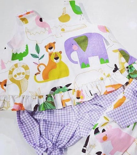 Mae Swing Bloomer/Banded Short Set, Zoo- Dreamers Collection