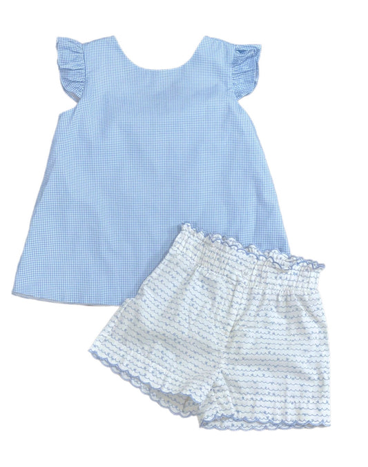 Isabella Short Set, Blue Bow