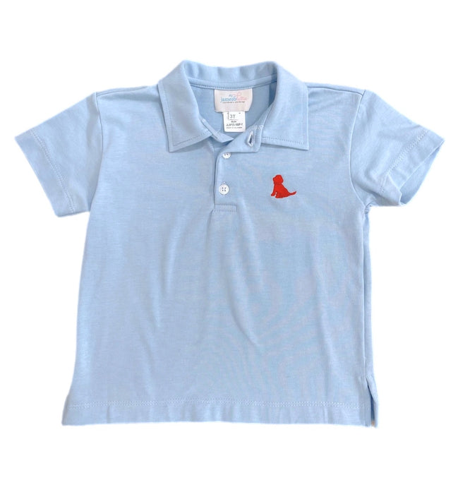 Light Blue Polo with Red Puppy